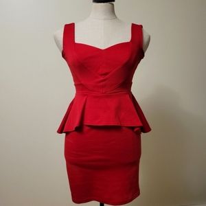 Red Sweetheart Peplum Bodycon Dress